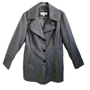 Anne Klein Women's Size S Longline Peacoat Gray Wool Blend Fall Academia NWT